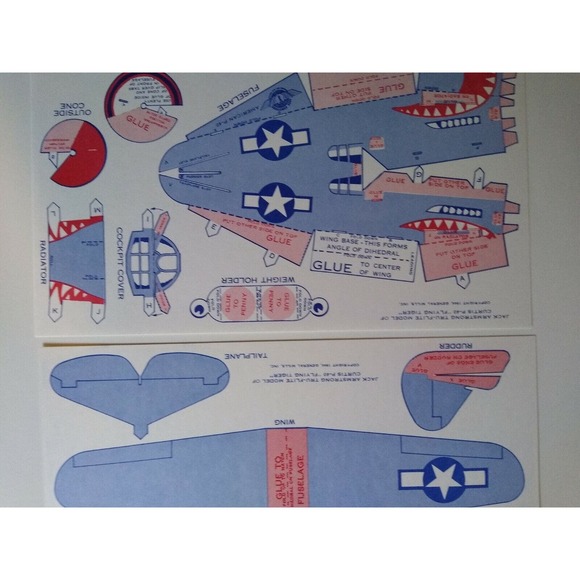 Airplane Toy Jack Armstrong Tru-Flite Model Of Curtis P-40 Flying Tiger GM 1944 - Picture 2 of 12